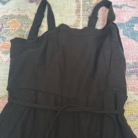 Black linen wide leg jumpsuit - Picture 2 of 6